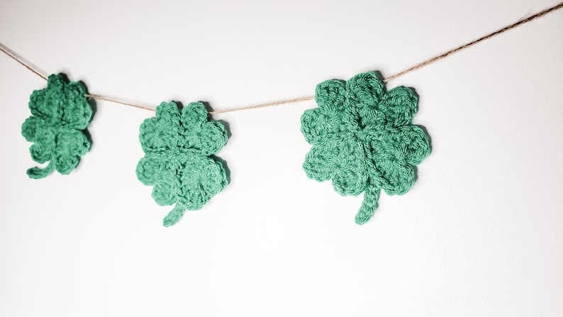 Crochet Shamrock Garland Pattern Four Leaf Clover PDF Printable Instant Download image 7