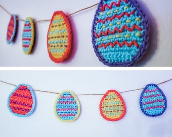 Easter Egg Garland / Coasters - Crochet Pattern | PDF Printable Instant Download