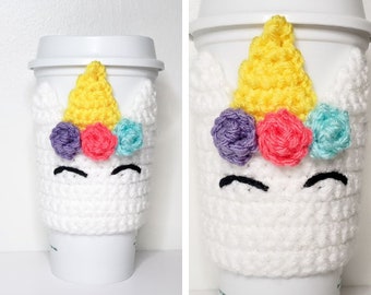 Unicorn Cozy - Crochet Pattern (Coffee Sleeve) | PDF Printable Instant Download