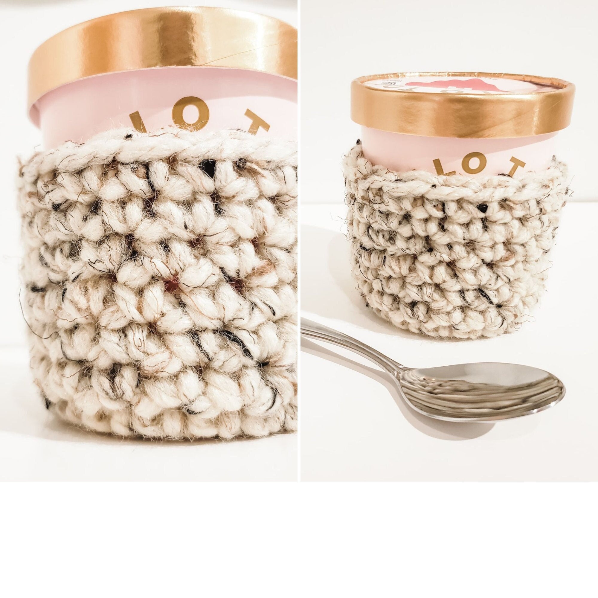 Ice Cream Pint Cozy Crochet Pattern pint Sleeve PDF Etsy