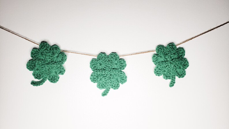 Crochet Shamrock Garland Pattern Four Leaf Clover PDF Printable Instant Download image 4