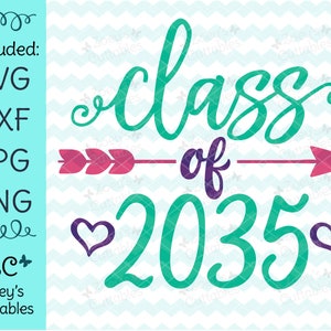 Classe di 2035 SVG, Laurea SVG, Fine anno scolastico, Diploma d'asilo, Diploma prescolare, Laurea per bambini SVG, Classe Di, Cricut