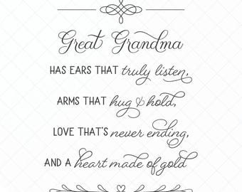 Great Grandma SVG, Grandma, Grandma Gift, Great Grandmother, Christmas Gift for Grandma, SVG, Cricut, PNG, Silhouette, Mother, Present, Gift