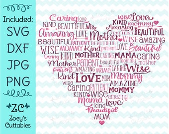 Mamma SVG, Festa della mamma SVG, Mamma Word Cloud, Regalo per mamma, Regalo nuova mamma, Regalo festa della mamma, Festa della mamma, Cricut, file SVG, Silhouette, Madre