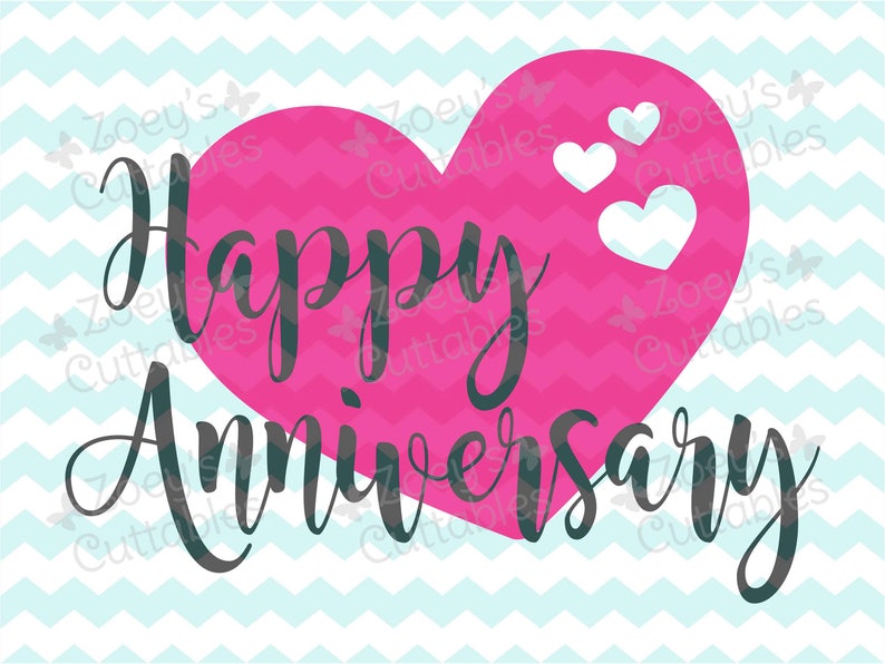 Download Happy Anniversary Hearts Cuttable SVG File Instant | Etsy