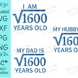 40. Geburtstag, 40. Geburtstag Svg, Quadratwurzel von 1600, Familiengeburtstag, Geburtstag Svg, Geburtstag Design, Svg, Svg Datei, Silhouette, Cricut, 40