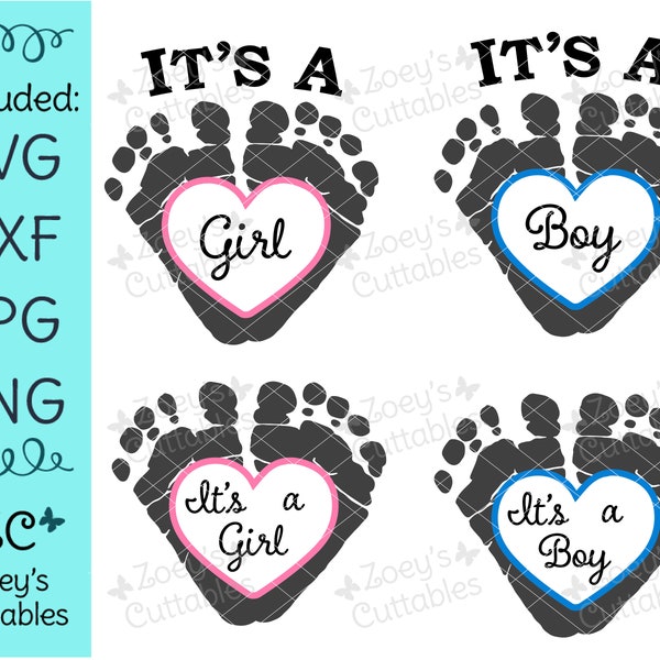 Gender Reveal SVG, Baby SVG, Baby Feet SVG, Its a Girl Svg, Its a Boy Svg, Baby Shower Svg, Pregnancy Announcement, Birth Announcement, Svg