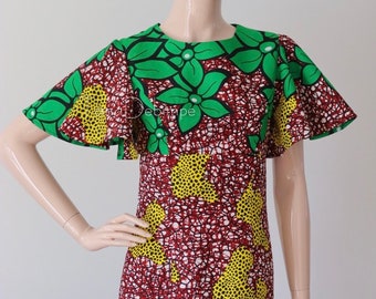 Ankara African Print Flutter Sleeve Pencil Dress