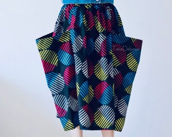 Ankara African Print Kente Pocket Skirt