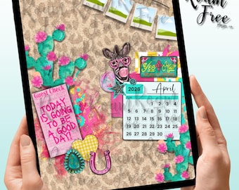 Pink Cheetah April iPad Wallpaper Template (Digital Download)