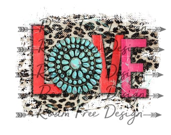 Love Turquoise Cheetah PNG: Valentine's Day Sublimation (Digital Download)