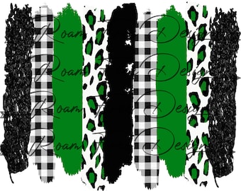 Cheetah & Green Brush Strokes PNG: Leopard Print Digital Background (Digital Download)