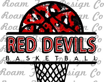 Red Devils Basketball Mascot: Cheetah Print PNG (Digital Download)