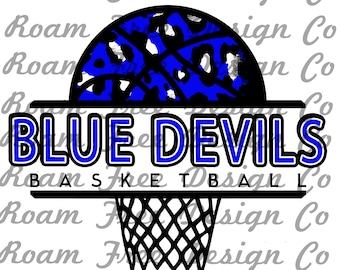 Blue Devils Basketball Cheetah Print PNG (Digital Download)