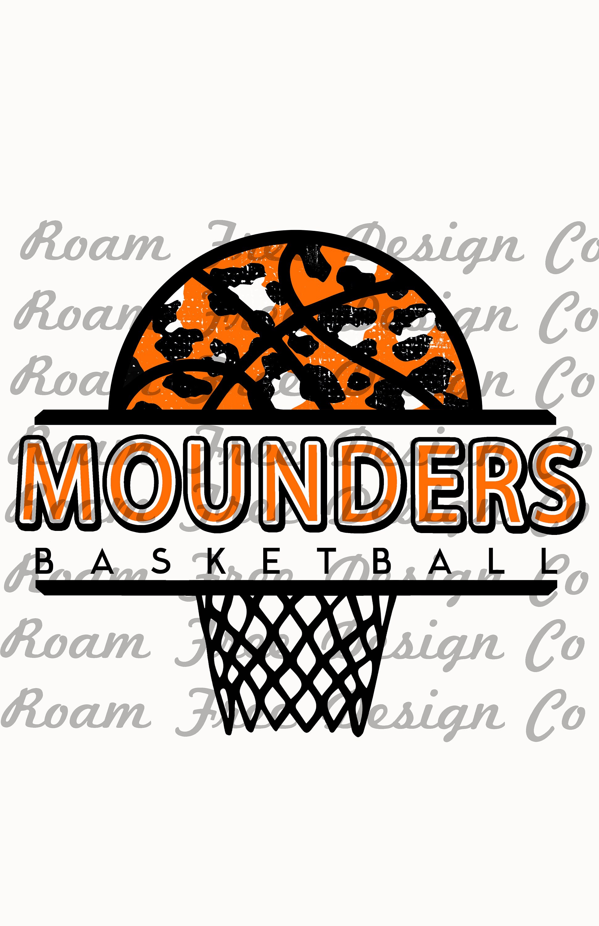 Mounders Basketball Mascot: Orange Cheetah Print PNG (Digital Download)