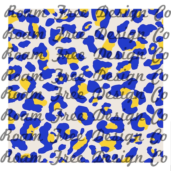 Royal Blue, Yellow Cheetah Print Background | Royal Blue | Cheetah Print | Leopard Print| PNG Digital | Yellow  |
