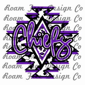 Purple Chiefs Aztec Cheetah Design | Cheetah Print | PNG | Aztec | Leopard Print Aztec PNG | School Mascot | School |