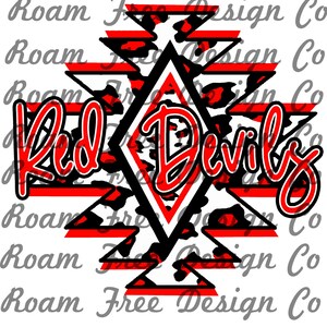 Red Devils Aztec Cheetah Print Design (PNG Digital Download)