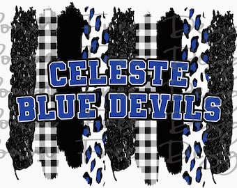 Celeste Blue Devils PNG: Brush Stroke Cheetah Print (Digital Download)