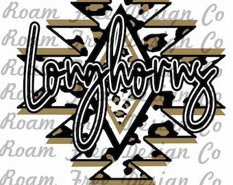 Longhorns Cheetah Aztec Design: Leopard Print PNG (Digital Download)
