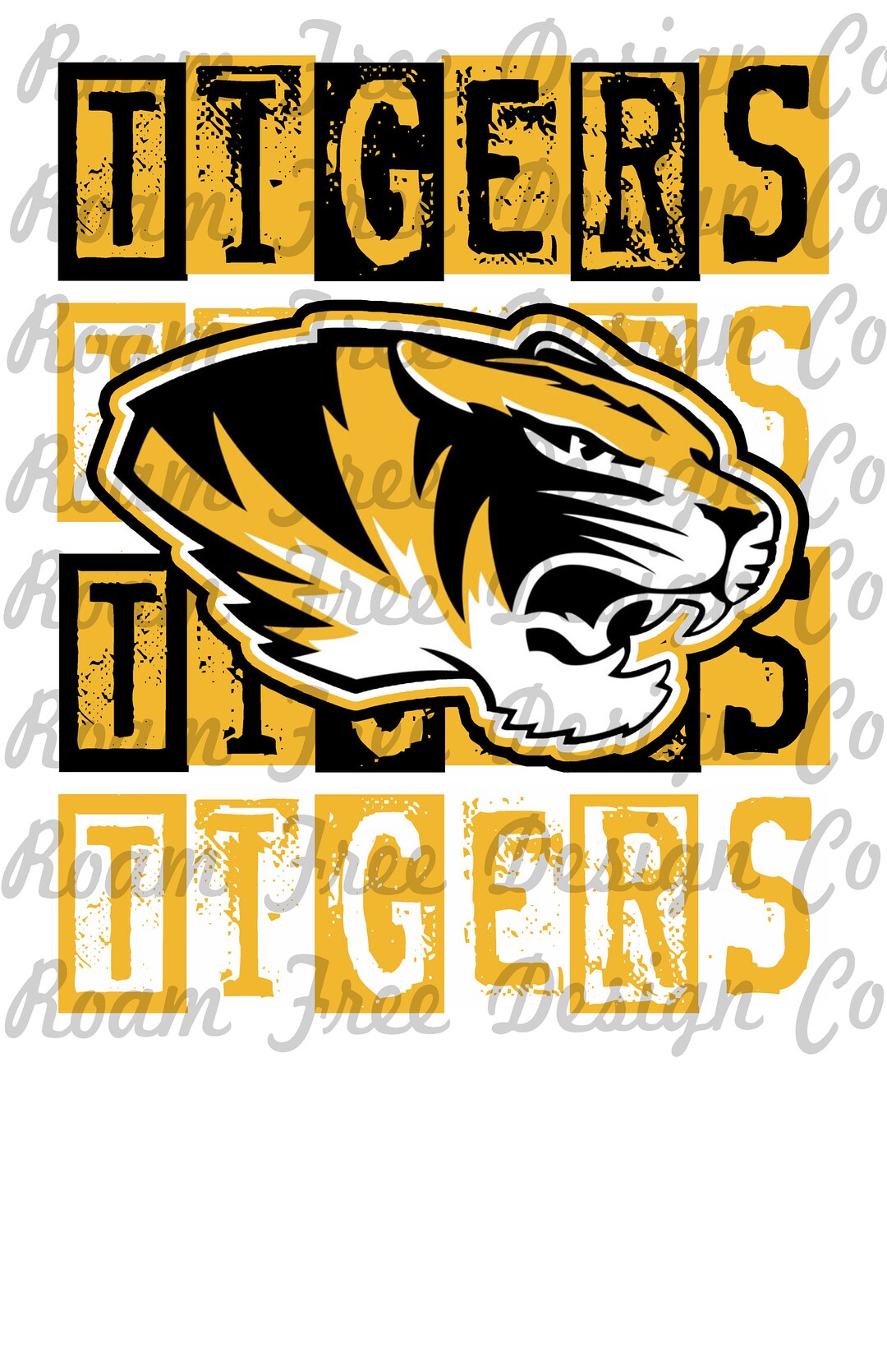 Tigers Rubber Stamp Design Rubber Stamp Print HTV PNG Orange School