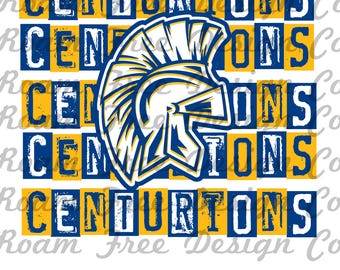 Centurions Mascot PNG: Blue & Yellow School Design (Digital Download)