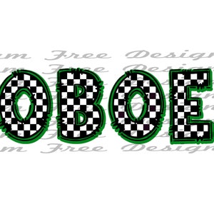 Loboes Kelly Green White and Black Checkered Logo | Checker Print | Green and Black | PNG | Checkers | School Mascot | School |
