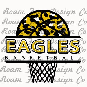 Eagles Basketball Gelbes und schwarzes Geparden-Maskottchen | Gelb und Schwarz | Gepard Print | Leopardenmuster | PNG | Schulgeist | HTV | Adler |
