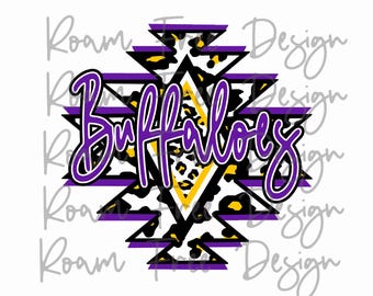 Aztec Cheetah Buffaloes Design: School Mascot PNG (Digital Download)