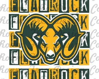 Flatrock Rams Mascot PNG: Rubber Stamp Design (Digital Download)