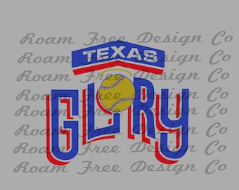 Texas Glory Softball Logo: Red & Blue Cheetah Print (PNG Digital Download)