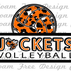 Ferris Jackets Volleyball Orange and Black Cheetah | Orange and Black | Cheetah Print | Leopard Print| PNG  | School Spirit | HTV