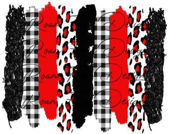 Cheetah & Red Brush Strokes PNG: Glitter Leopard Print (Digital Download)