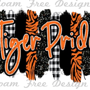 Tiger Pride Brush Stroke Print: Orange and Black PNG (Digital Download)