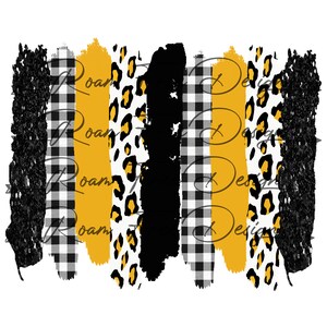 May include: Abstract digital art print featuring a yellow, black, and white color scheme. The design includes a leopard print, gingham pattern, and black brushstrokes.