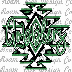 Gobblers Green Glitter Aztec Cheetah Design (PNG Digital Download)