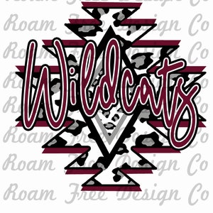 Wildcats Maroon and Gray Aztec Cheetah Design | Cheetah Print | Leopard Print | PNG | Aztec | School Mascot | Aztec | School |