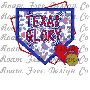 Texas Glory Softball Design: Cheetah Print Heart (PNG Digital Download)