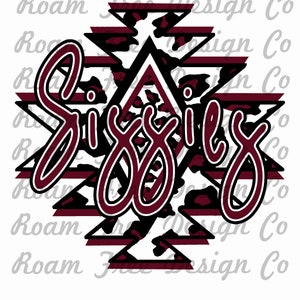 Sissies Maroon Aztec Cheetah Buffalo Design | Cheetah Print | Leopard Print | PNG | Aztec | Leopard Print Aztec PNG | School Spirit |