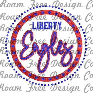 Custom Liberty Eagles Glitter Dot Circle and Cheetah Design | Glitter | Dot | Glitter Dot Circle PNG | School Mascot | School Spirit |