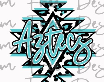 Aztec Cheetah Print PNG: Turquoise & Black Design (Digital Download)