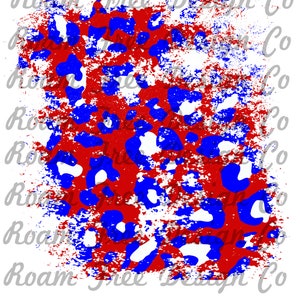Red and Blue Distressed Cheetah Background Design | Cheetah Print | Leopard Print| PNG Digital Background  | School Spirit |