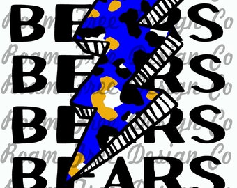 Cheetah Lightning Bolt Bears Mascot PNG: School Spirit (Digital Download)