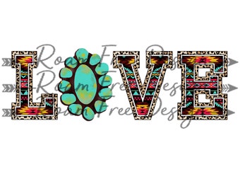 Aztec Turquoise Cheetah Love PNG (Digital Download)