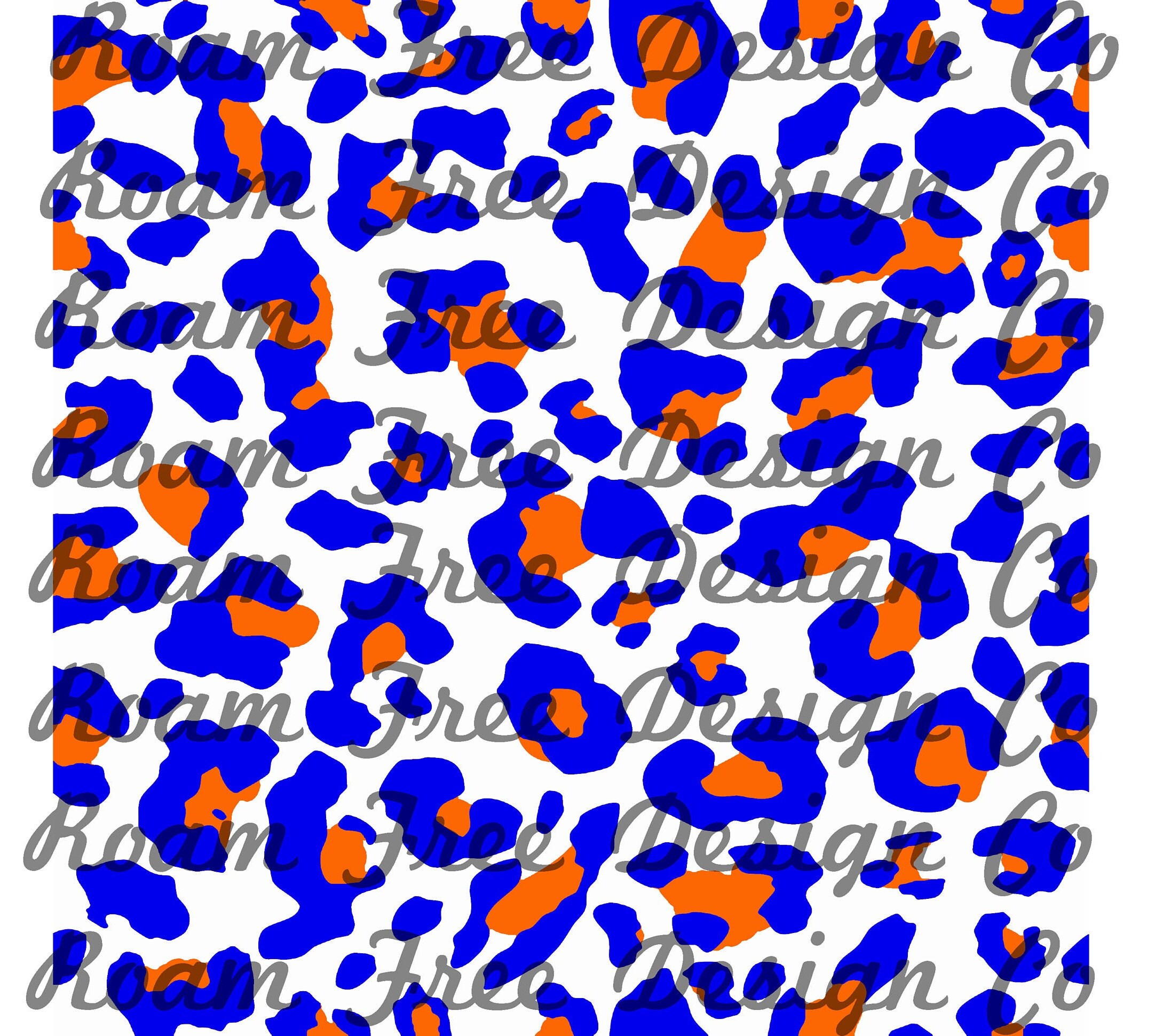 Orange Royal Blue and White Cheetah Print Background Orange Etsy