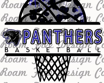 Panthers Basketball Mascot: Blue Cheetah Print PNG (Digital Download)