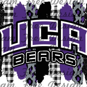 UCA Bears Purple and Black Brush Strokes | Brush Strokes| Cheetah Print | PNG Digital Background  | Custom  |  Spirit Wear | School |