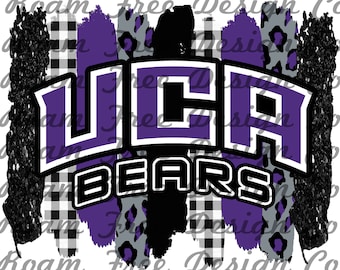 Pinceladas de osos UCA PNG: Estampado de guepardo morado (Descarga digital)