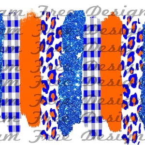 Blue Orange Brush Stroke Background: Cheetah Leopard Print (PNG Digital Download)
