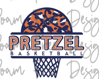 Pretzel Basketball Mascot: Pretzel Cheetah Print PNG (Digital Download)
